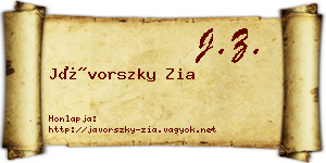 Jávorszky Zia névjegykártya
